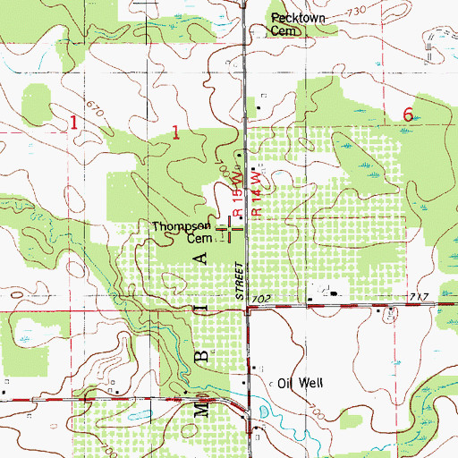 Topographic Map of Thompson Cemetery, MI