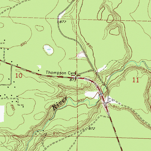 Topographic Map of Thompson Cemetery, MI