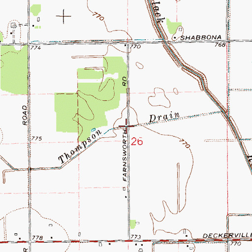 Topographic Map of Thompson Drain, MI