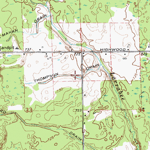 Topographic Map of Thompson Drain, MI