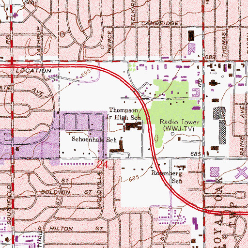 Topographic Map of Thompson Junior High School, MI