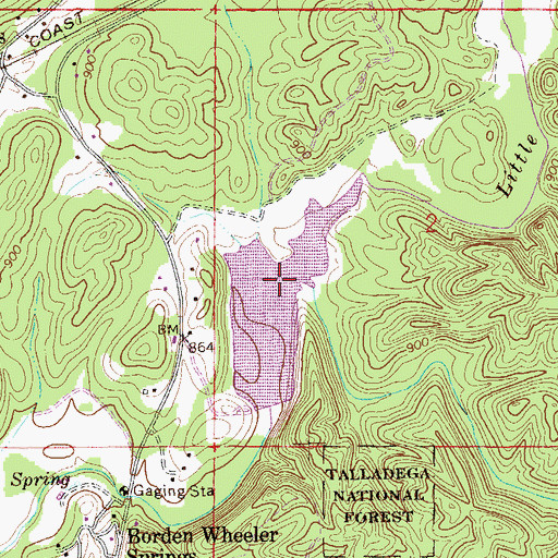 Topographic Map of Terrapin Creek Lake Number 33, AL