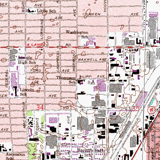 Topographic Map of Thompson School, MI