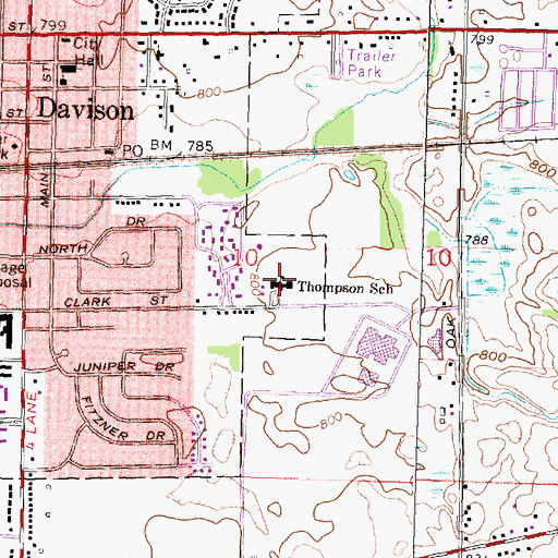 Topographic Map of Thompson School, MI