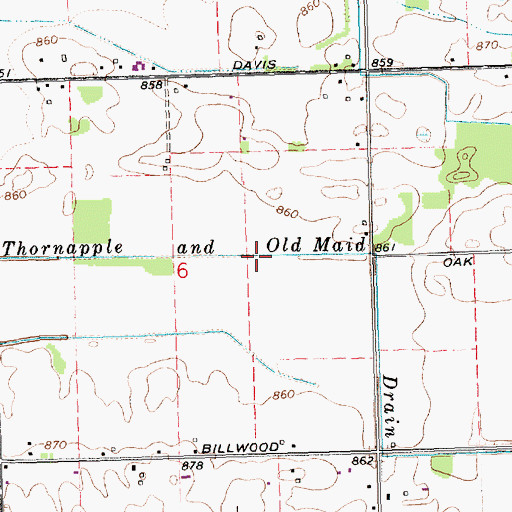 Topographic Map of Thornapple and Old Maid Drain, MI