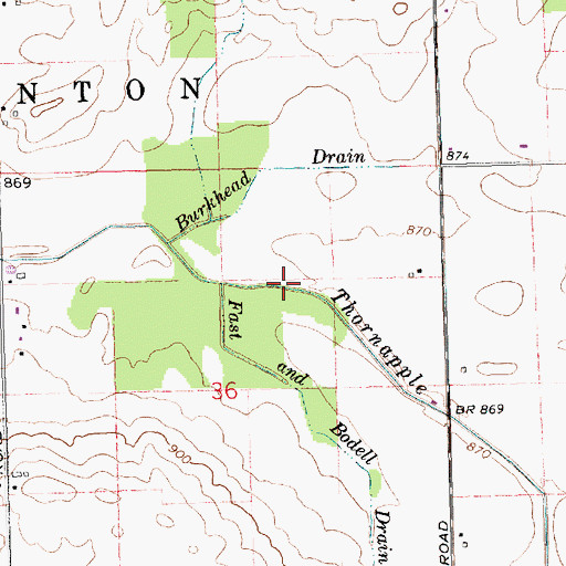 Topographic Map of Thornapple Drain, MI