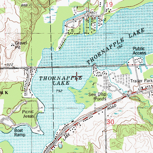 Topographic Map of Thornapple Lake, MI