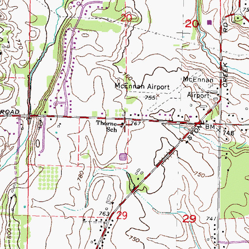 Topographic Map of Thorne School, MI