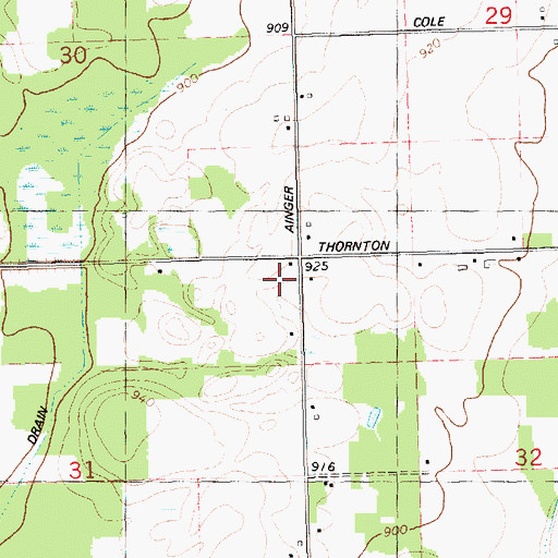 Topographic Map of Thornton School, MI
