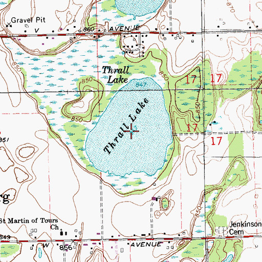 Topographic Map of Thrall Lake, MI