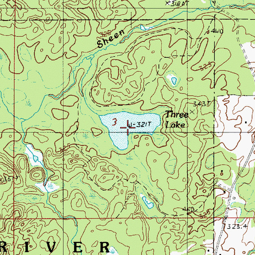 Topographic Map of Three Lake, MI