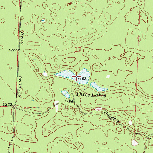 Topographic Map of Three Lakes, MI
