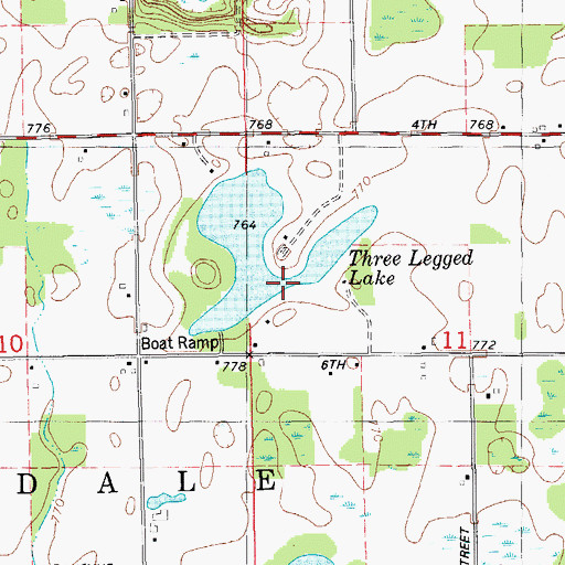 Topographic Map of Three Legged Lake, MI