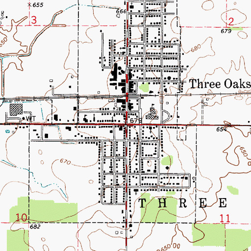 Topographic Map of Three Oaks, MI