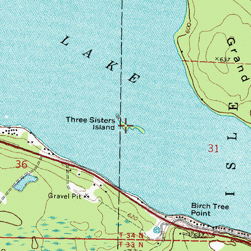 Topographic Map of Three Sisters Island, MI