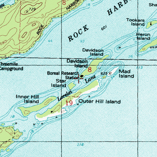 Topographic Map of Threemile Campground, MI