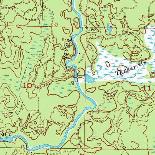 Topographic Map of Threemile Creek, MI