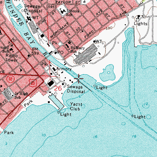 Topographic Map of Thunder Bay River, MI