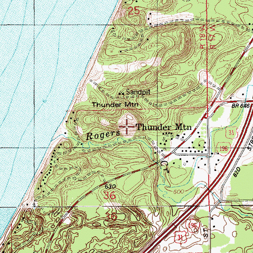 Topographic Map of Thunder Mountain, MI