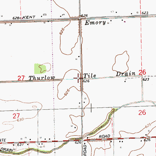 Topographic Map of Thurlow Tile Drain, MI