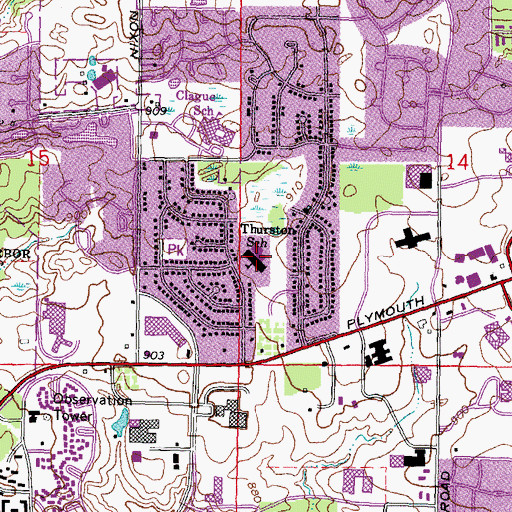 Topographic Map of Thurston Elementary School, MI