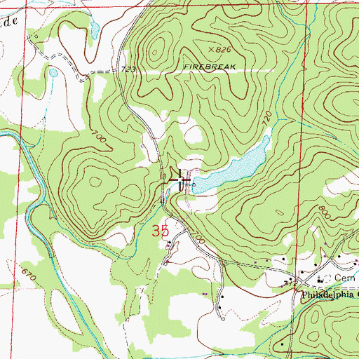 Topographic Map of Terrapin Creek Watershed Dam Number 9, AL
