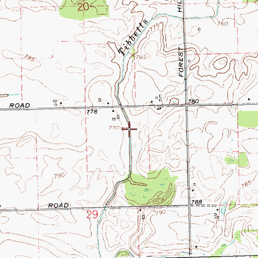 Topographic Map of Tibbetts Drain, MI