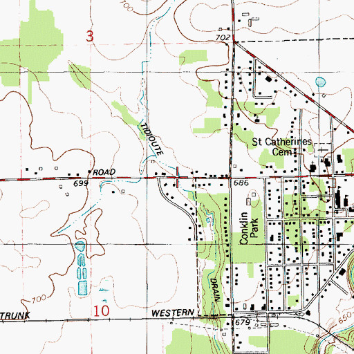 Topographic Map of Tidioute Drain, MI