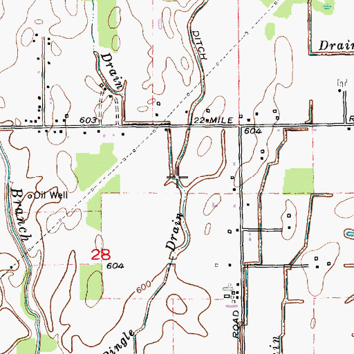 Topographic Map of Tilch Drain, MI