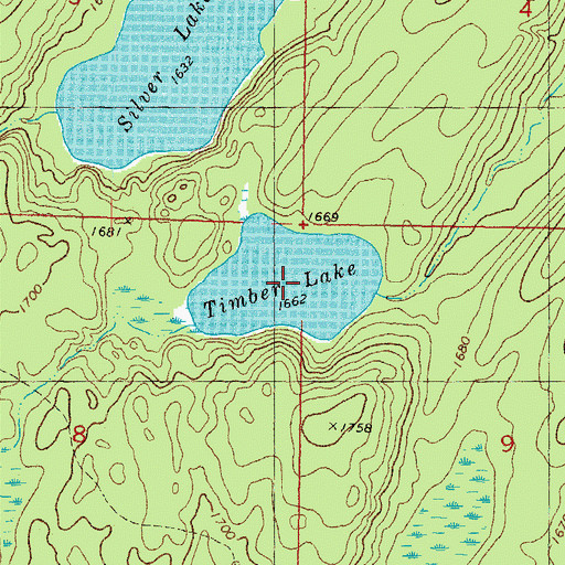 Topographic Map of Timber Lake, MI
