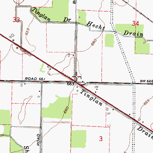 Topographic Map of Tinglan Drain, MI