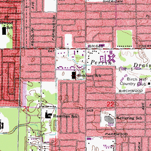 Topographic Map of Tinkham School, MI