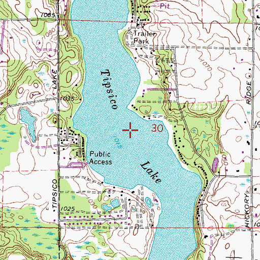 Topographic Map of Tipsico Lake, MI