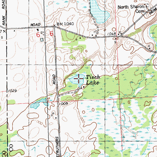 Topographic Map of Tisch Lake, MI