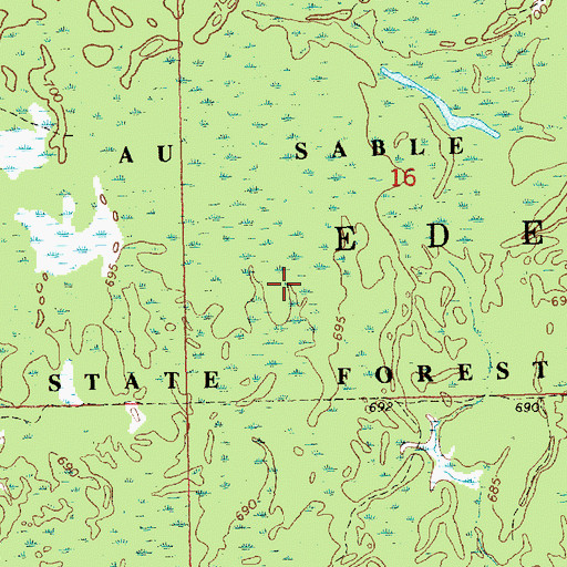 Topographic Map of Tittabawassee River State Forest, MI