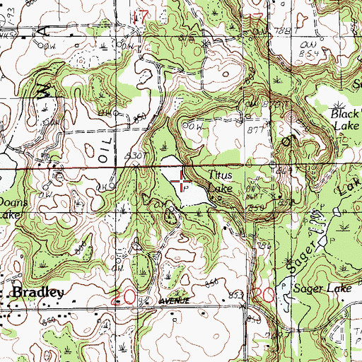 Topographic Map of Titus Lake, MI