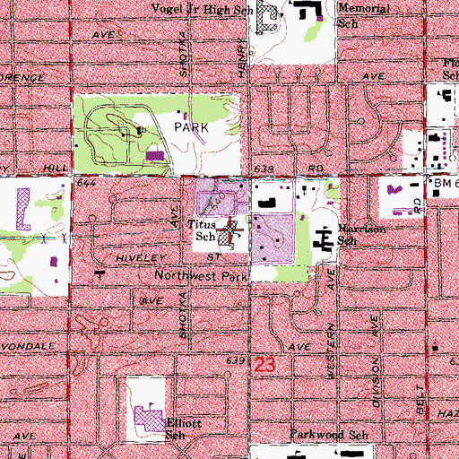 Topographic Map of Titus School, MI