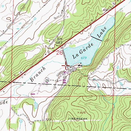 Topographic Map of Lagarde Number 1 Lake, AL