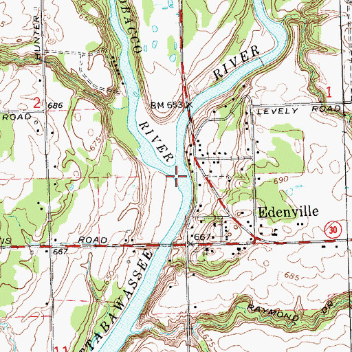 Topographic Map of Tobacco River, MI