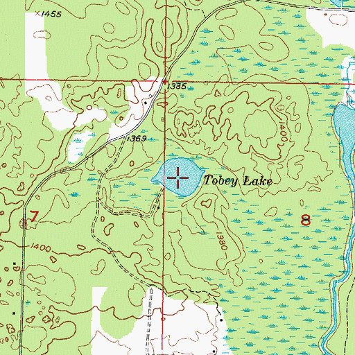 Topographic Map of Tobey Lake, MI