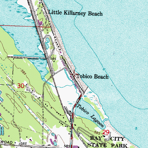 Topographic Map of Tobico Beach, MI
