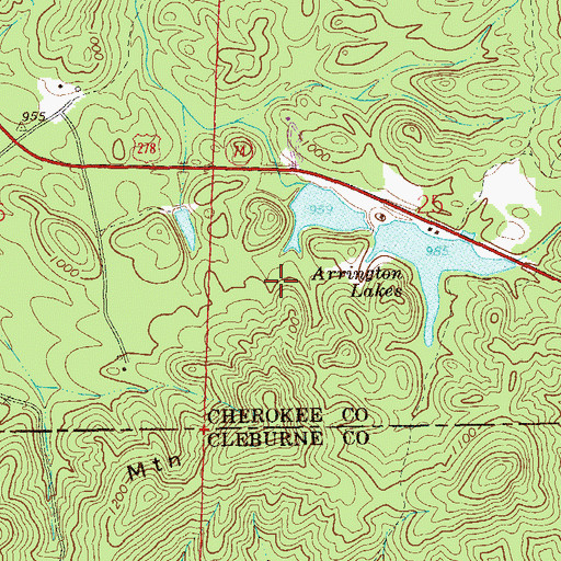 Topographic Map of Arrington Number 1 Dam, AL