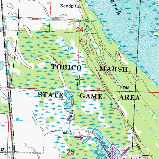 Topographic Map of Tobico Marsh State Game Area, MI