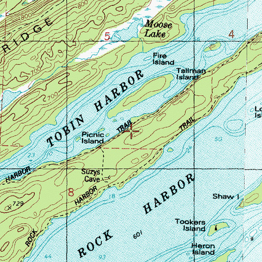 Topographic Map of Tobin Harbor Trail, MI