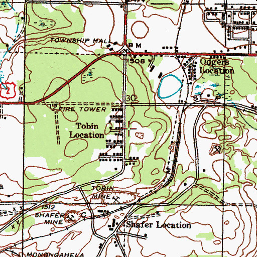 Topographic Map of Tobin Location, MI