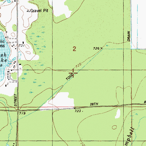 Topographic Map of Todd Drain, MI
