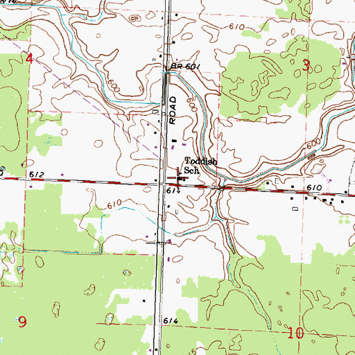 Topographic Map of Toddish School, MI