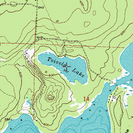 Topographic Map of Toivola Lake, MI