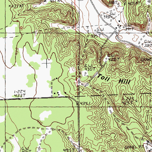 Topographic Map of Toll Hill, MI