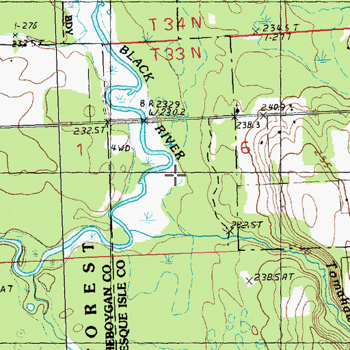Topographic Map of Tomahawk Creek, MI